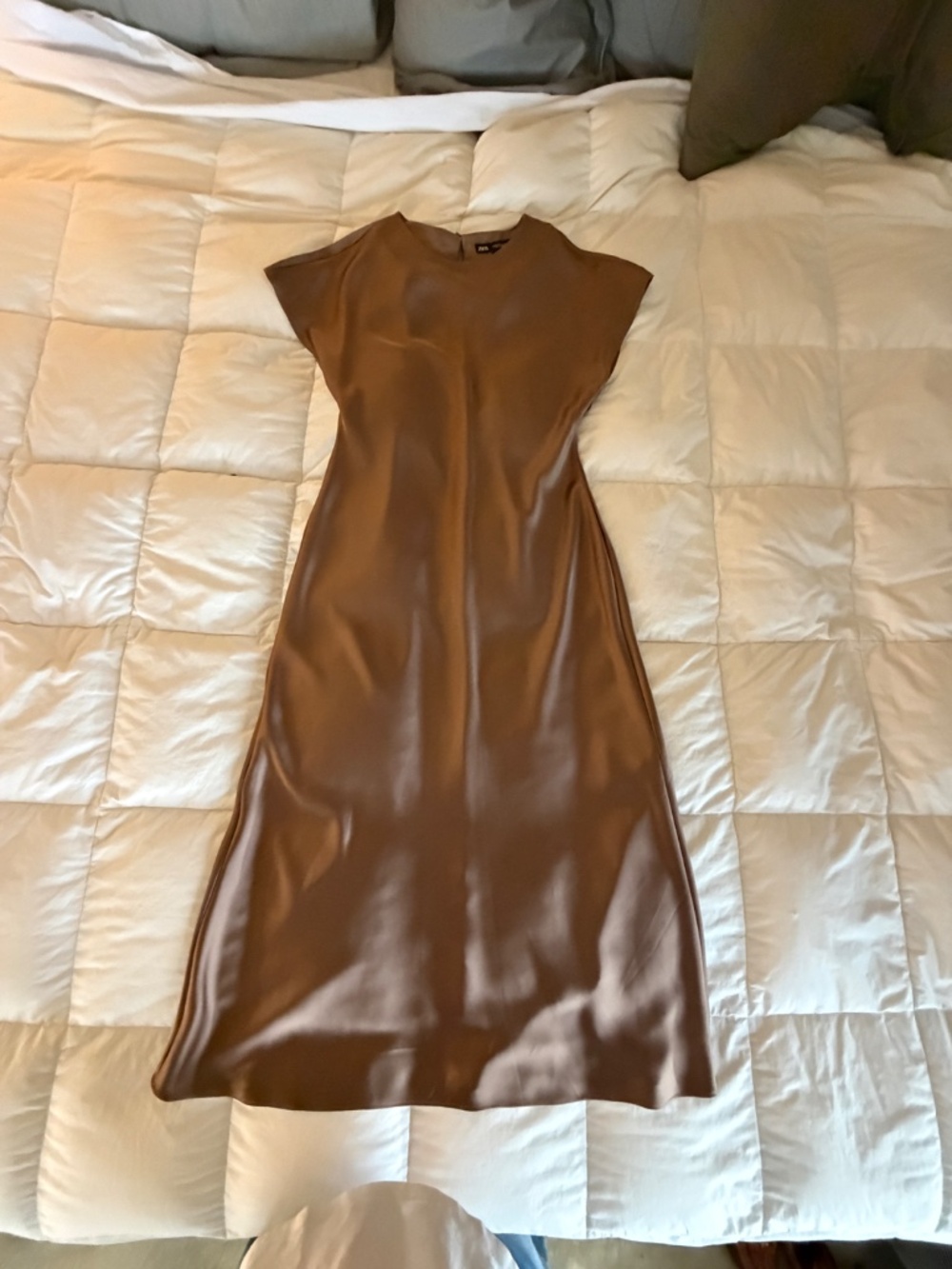 Zara brown satin midi dress
